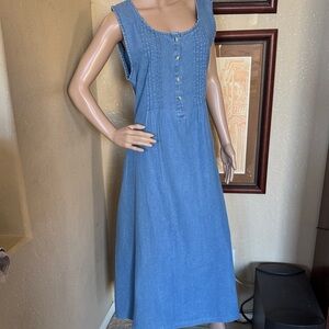 Vermont Country Store Cottage Core Denim Dress sz M